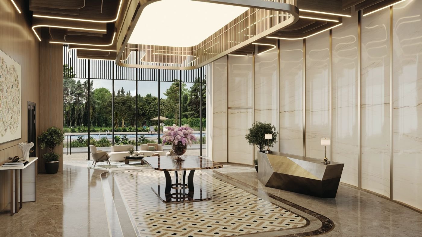 Club lobby and lounge, artistic impression