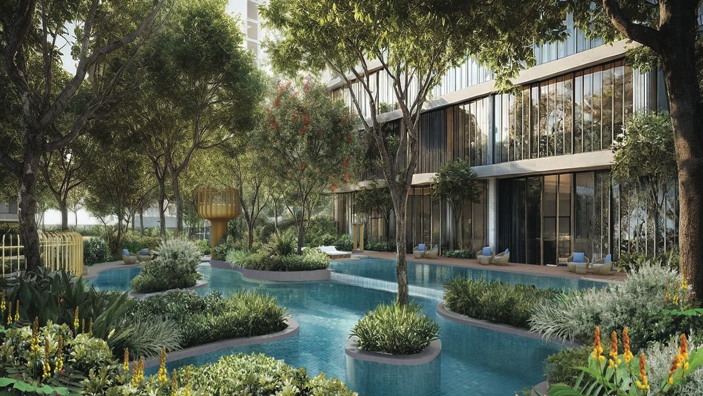 Tropical pool, artistic impression